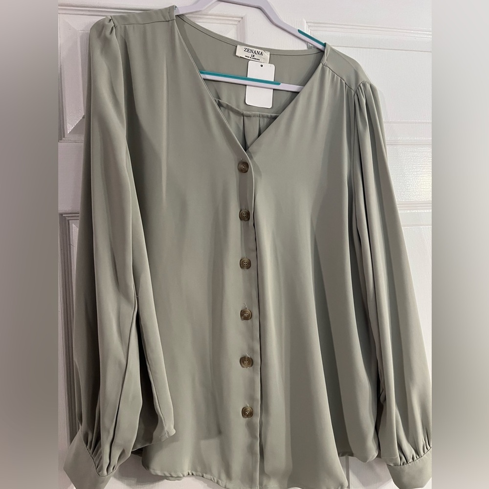 Long sleeve sage green blouse
